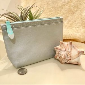 IPSY cosmetic bag silver and blue size small